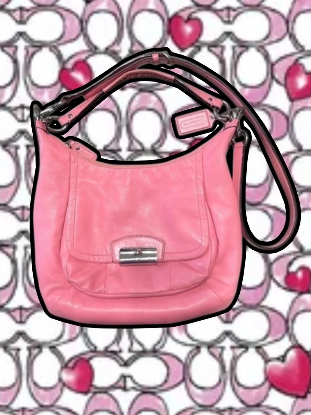 COACH KRISTIN LEATHER Rose/Silver LARGE HOBO F22309 $458 Retail